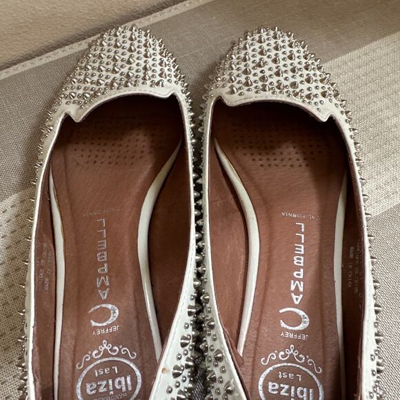 Jeffrey Campbell Martini Spiked Flats Shoes White Leather Slip-On Size 8.5 - Picture 6 of 10